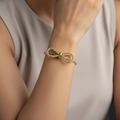Gold Textured Bow Kada Bracelet