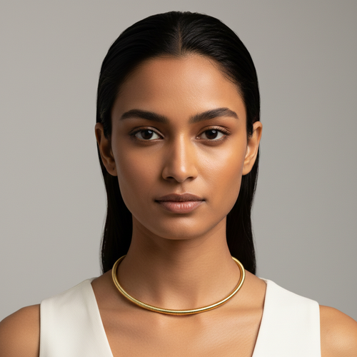 18K Gold Plated Stiff Chunky Necklace