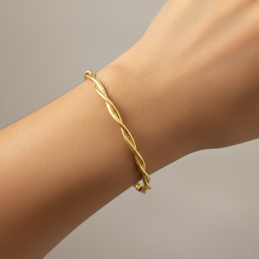 2 Twisted Gold Snake Bracelet