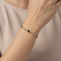 Rose Gold Plated Accent Black Flower Bracelet