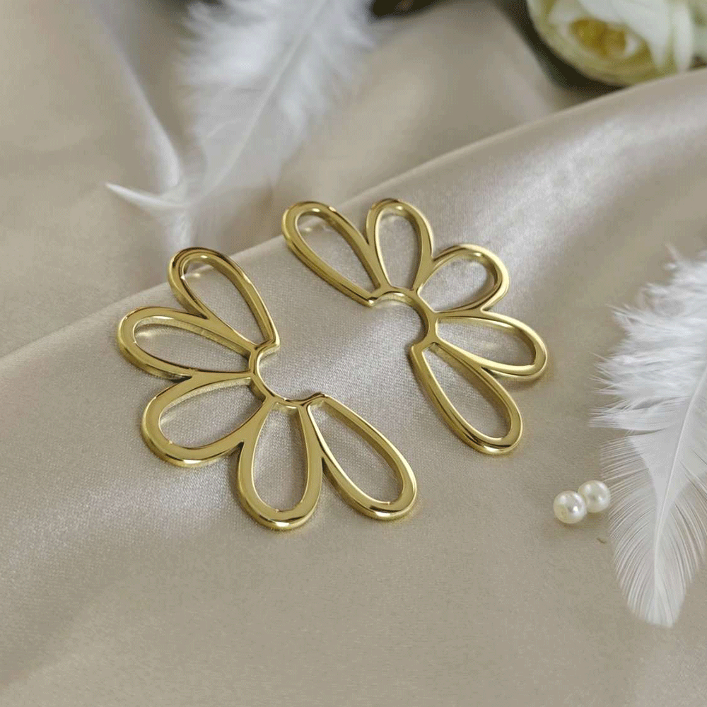 18K Gold Plated Half Flower Earrings