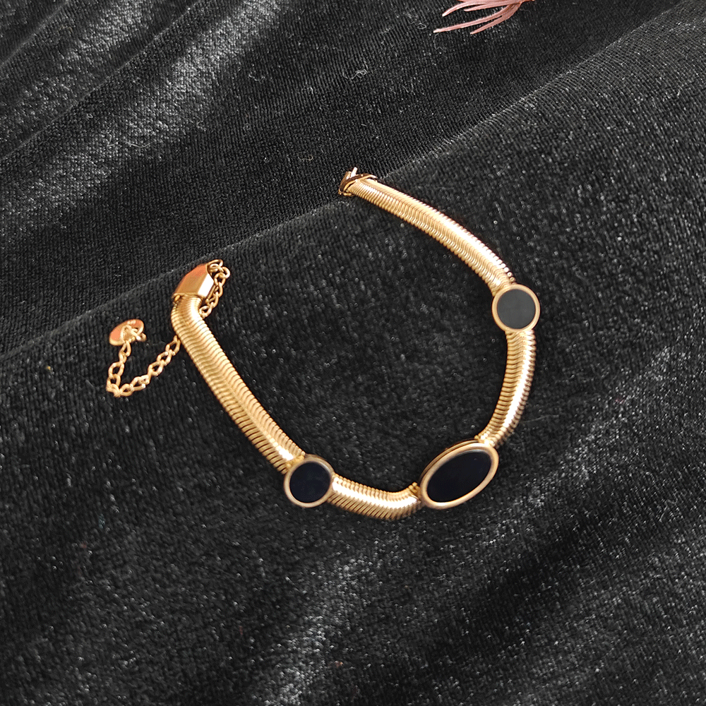 18k Gold Plated Black Accent Bracelet