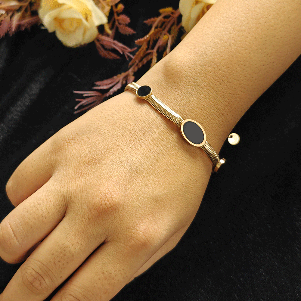 18k Gold Plated Black Accent Bracelet