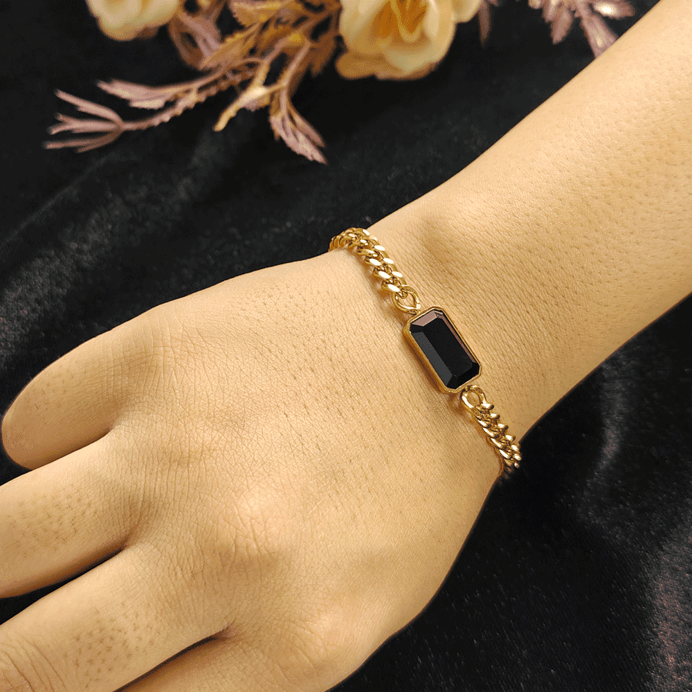 18k Gold plated black charm bracelet - Aura Bling