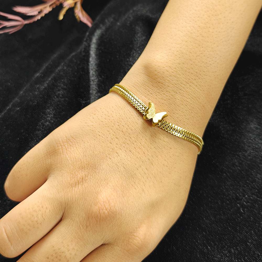 18k Gold plated butterfly charm bracelet