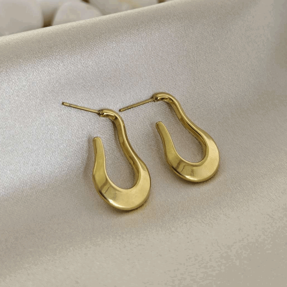 18k gold plated Abstract semi hoops