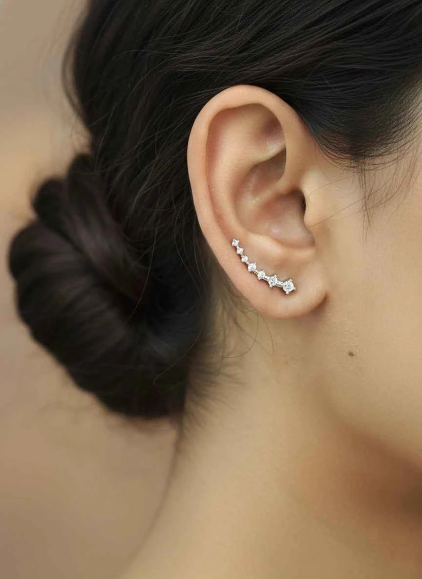 Seven Stone Diamond Ear Climber Earring