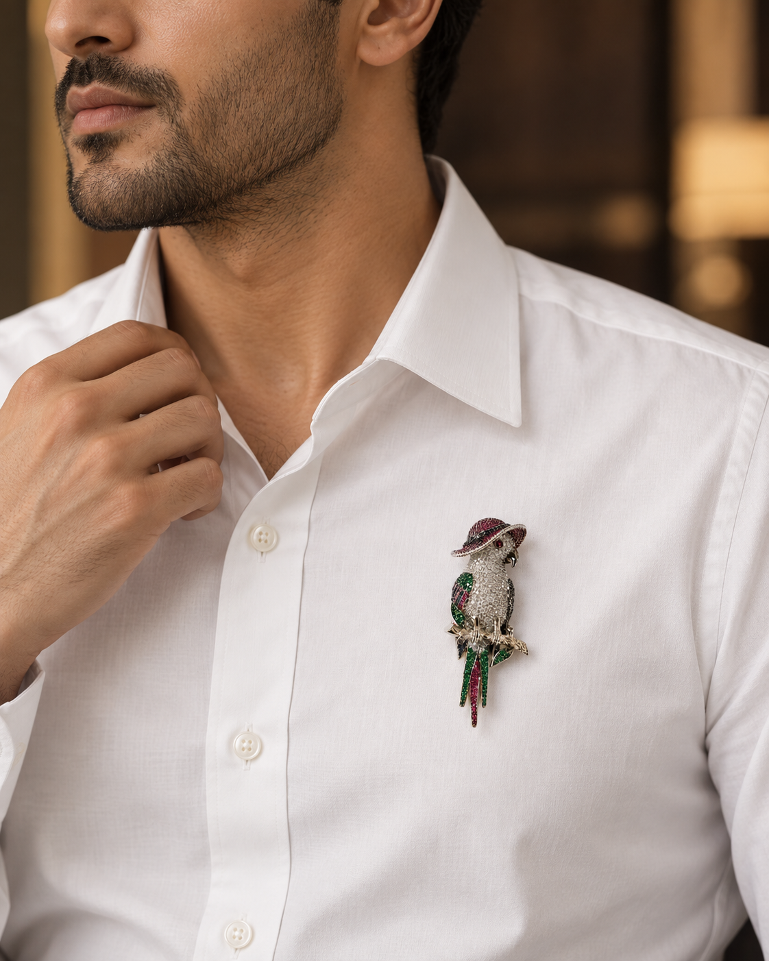 Crowned Parrot Brooch