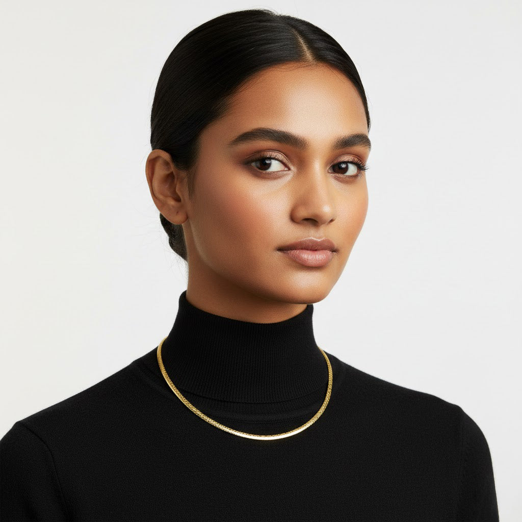 18K Gold Plated Stiff Chain Necklace