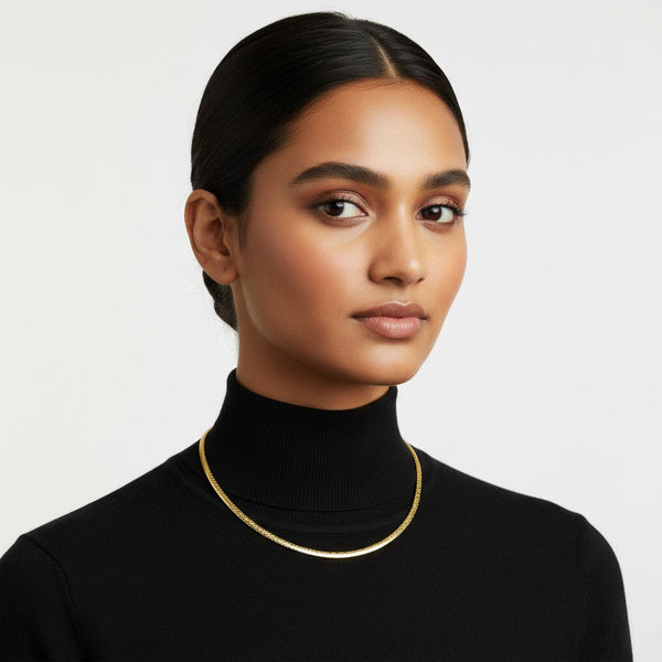 18K Gold Plated Stiff Chain Necklace