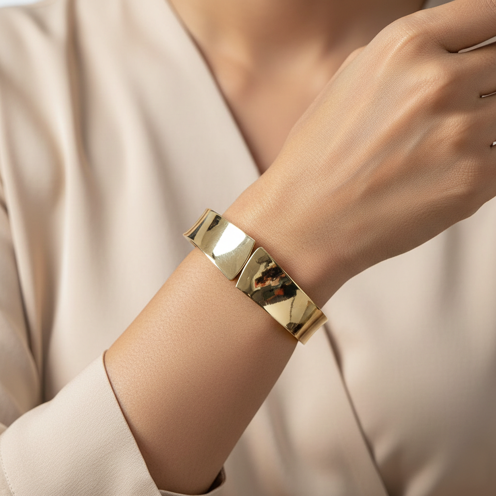 18K Gold Plated Cuff Bangle Bracelet