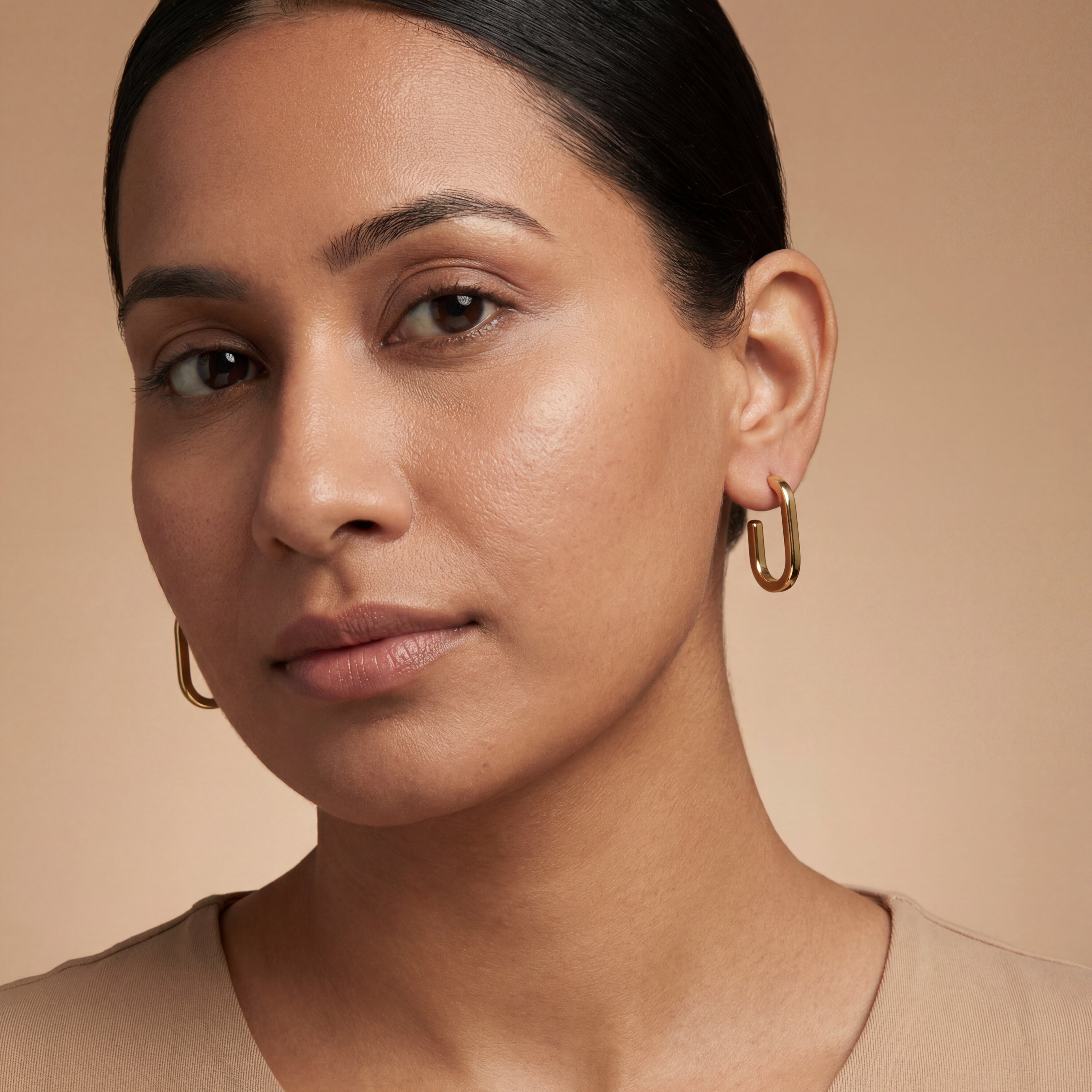18K Gold Plated Oval shape hoops earrings