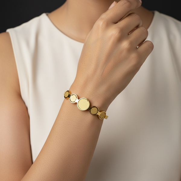 Gold Plated Textured Discs Bracelet
