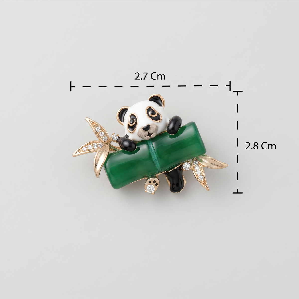 Panda Twig Brooch in Gold Tone - Size Reference