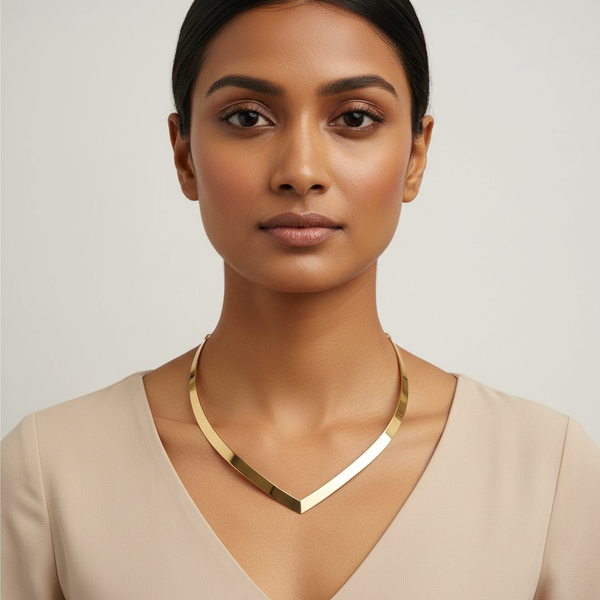 18K Gold Plated Plain Petal Shaped Necklace