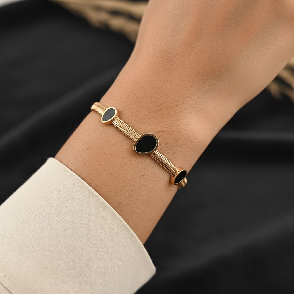 Rose gold Black Tear Drop chain bracelet