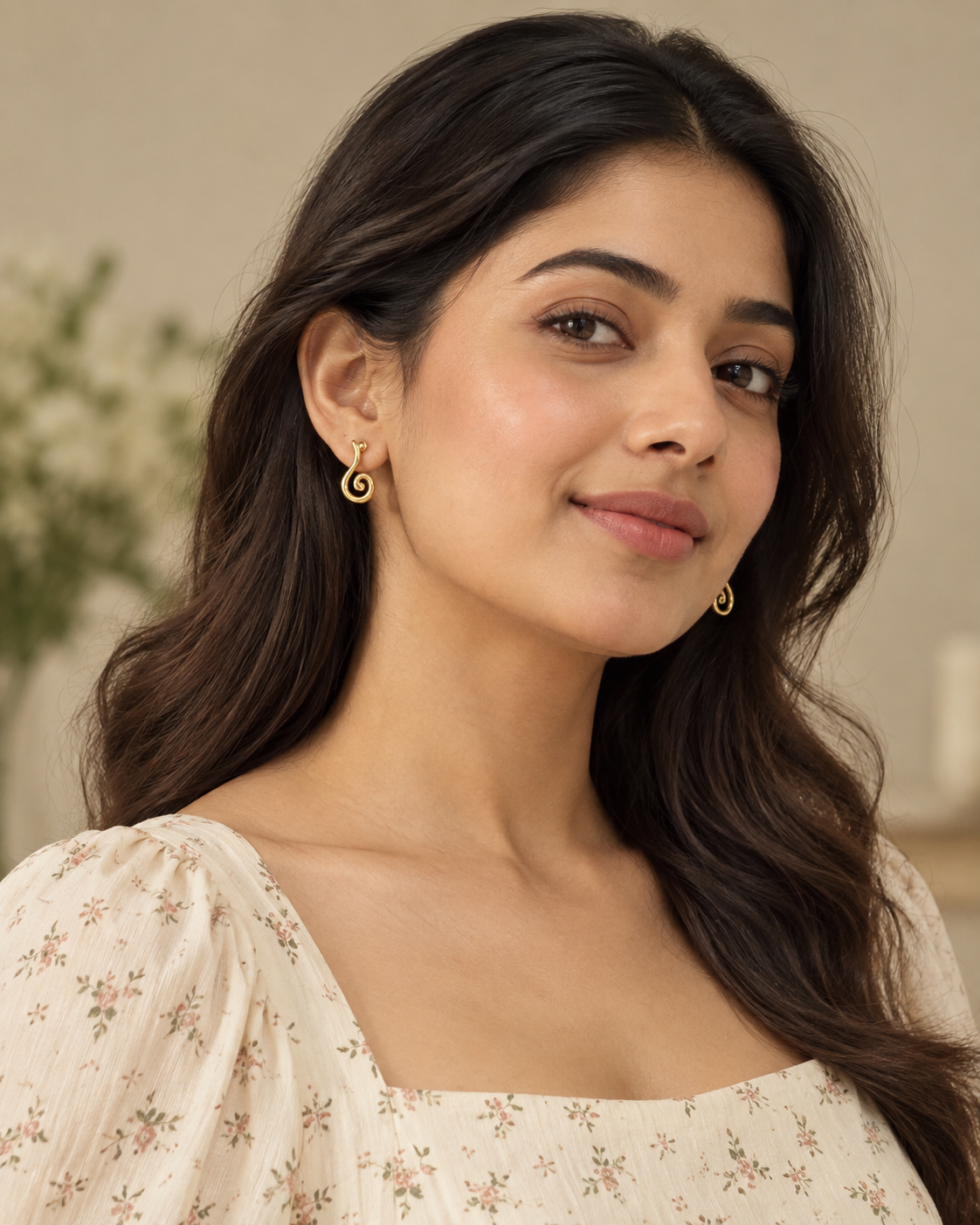 Selvi Earrings in Gold Tone - Styled View