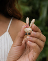Twinkle Bunny Brooch in Metal - Styled View