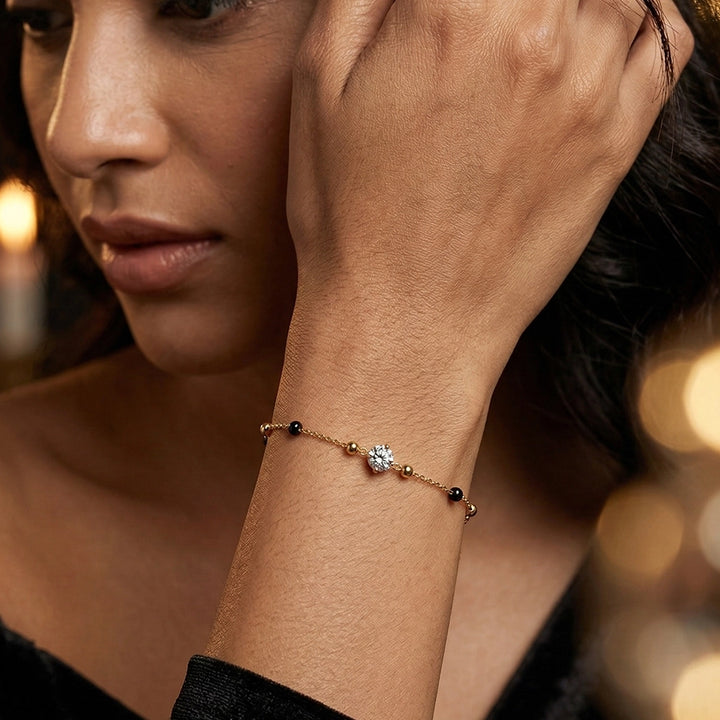 Minimal Solitaire Mangalsutra Chain Bracelet in Stainless Steel
