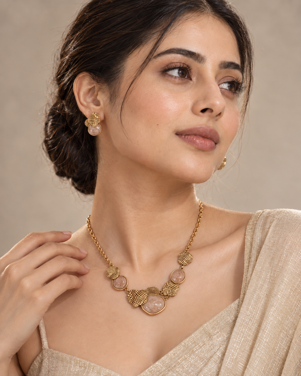 Gilded Stone Necklace Set