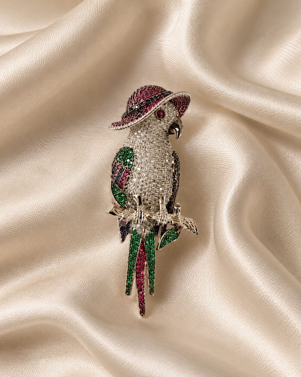 Crowned Parrot Brooch