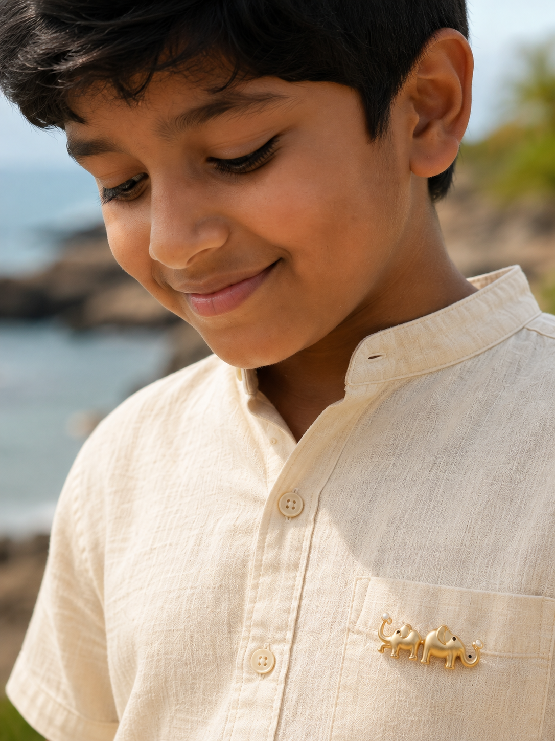 Golden Duo Brooch in Gold Tone - Styled View