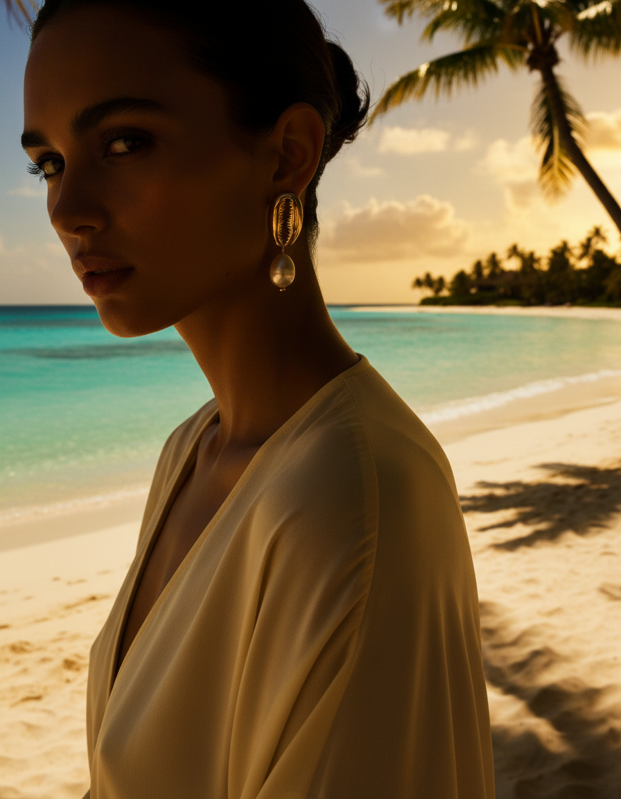 Cowrie Pearl Drop Summer Earrings