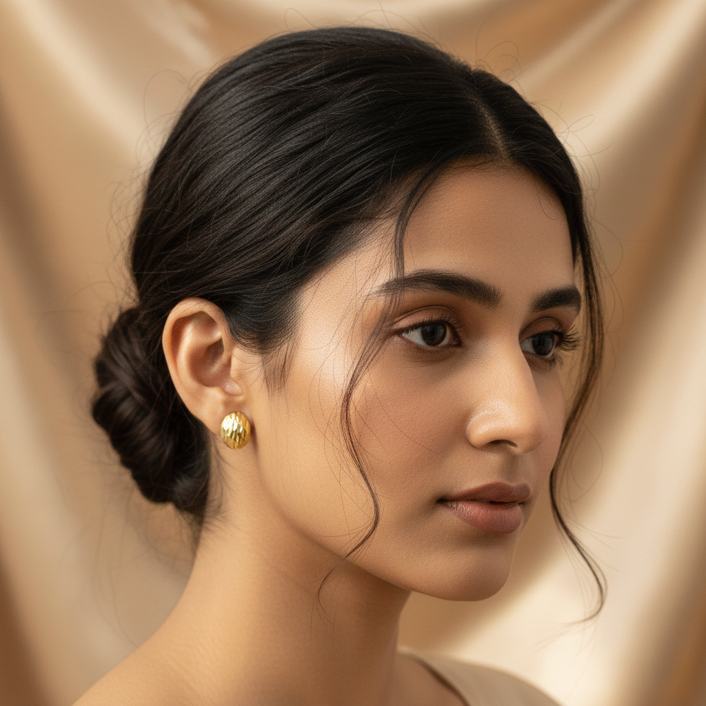 18K Gold Plated Half Ball Dainty Earrings
