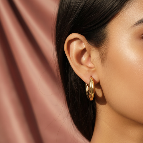 18K Gold Plated Multi Layer Chunky Hoops