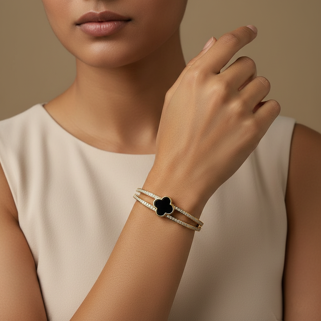 Black Clover Gold Kada Bracelet