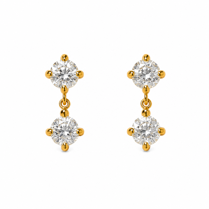 Daisy Duo Earrings in Gold Tone