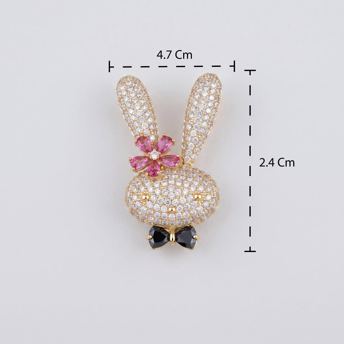 Twinkle Bunny Brooch in Metal - Size Reference