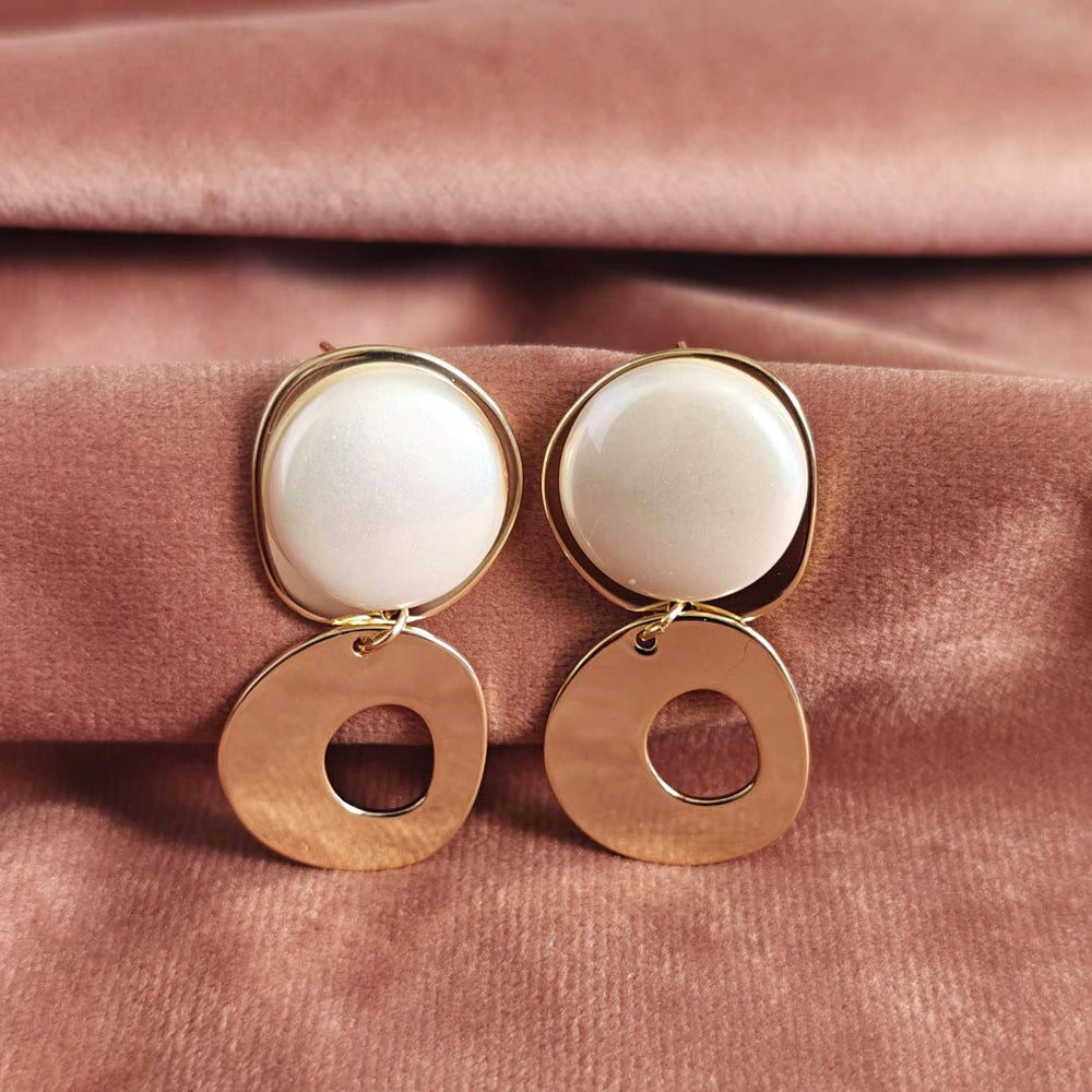 Gold Plated Double layer Earrings with pearl