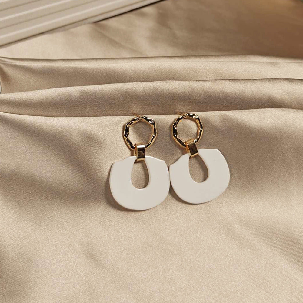 18k Gold Plated Earrings with white dangles