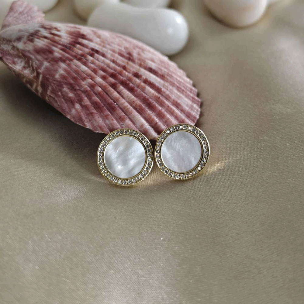 18K Gold Plated Mother of Pearl Earrings Combo (Pack of 4)