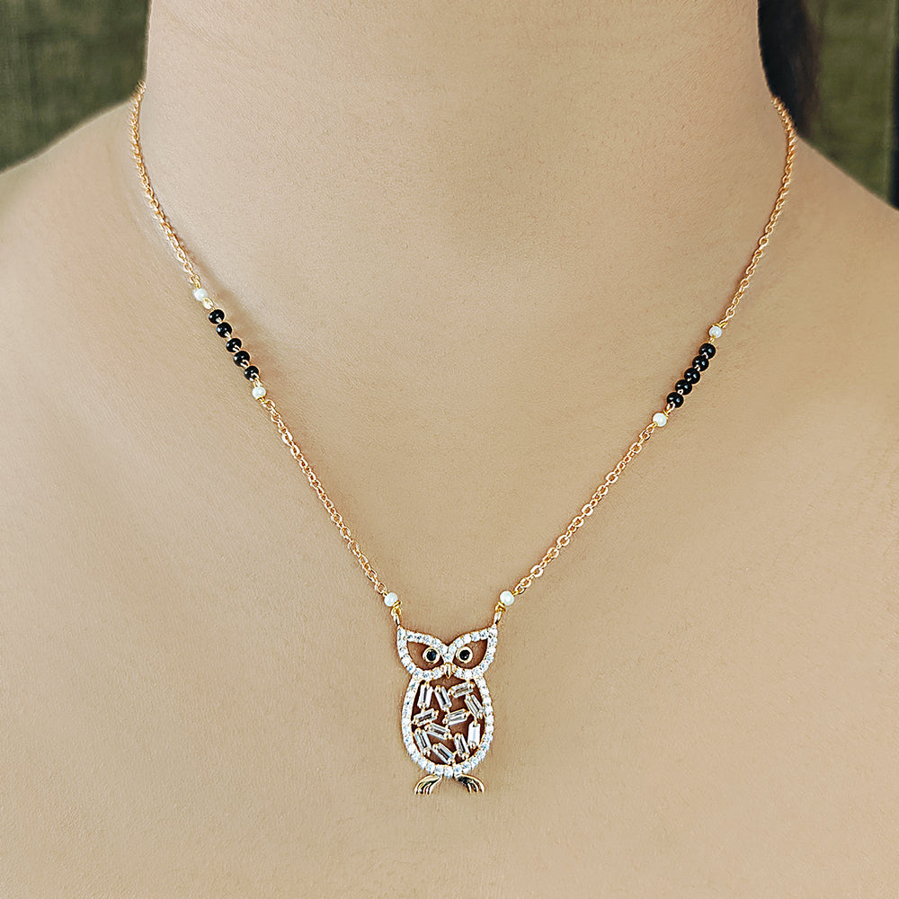 Owl Pendant Diamond Mangalsutra