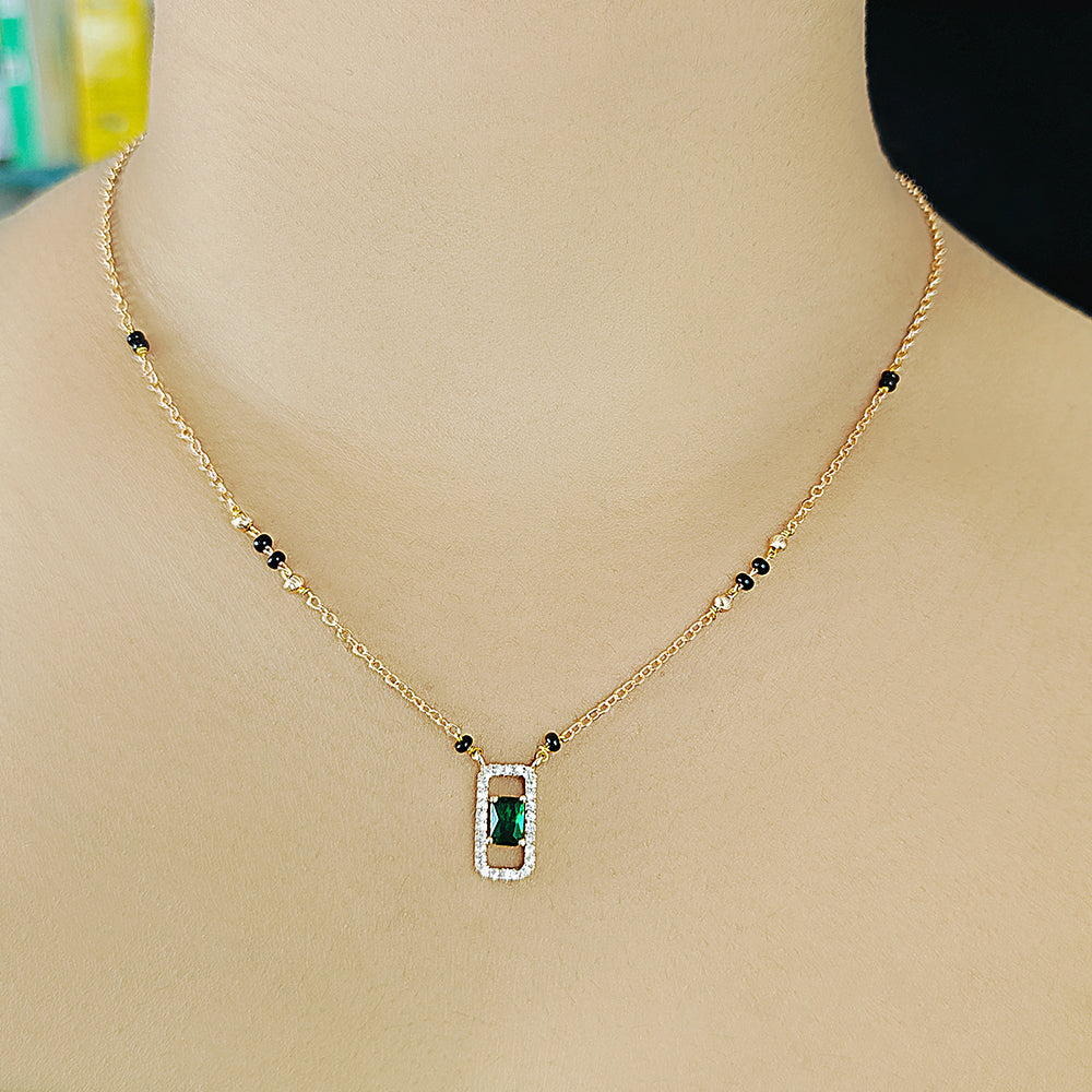 Turquoise green Stone pendant Mangalsutra