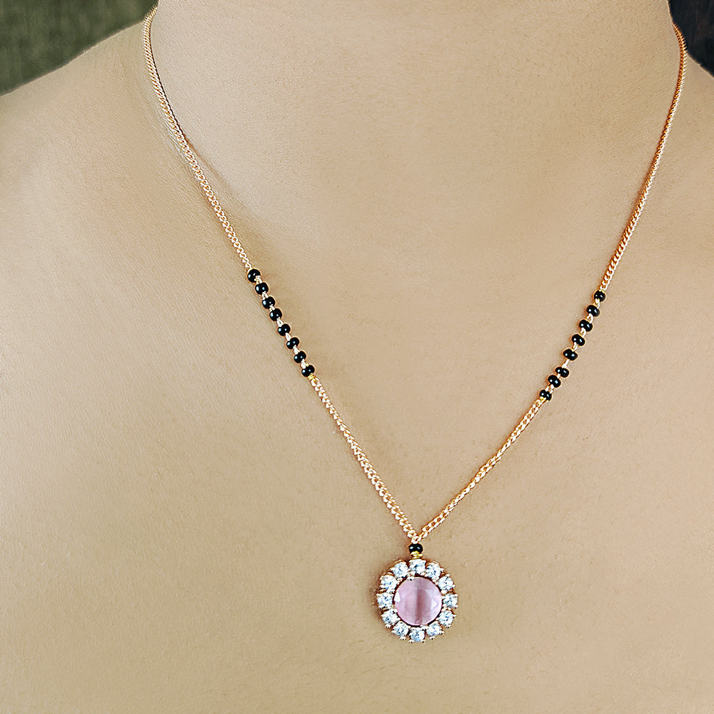 Pink Gemstone Pendant Mangalsutra