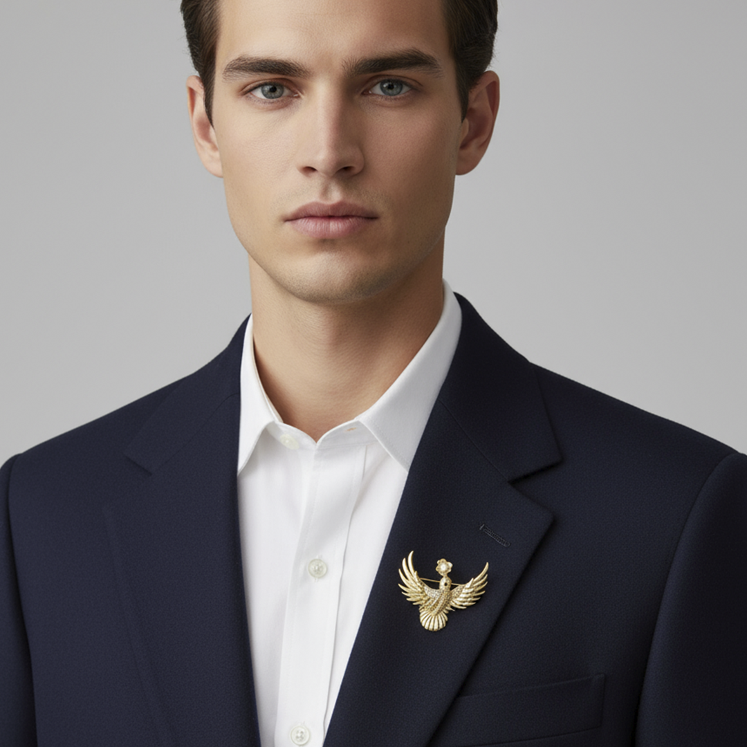 Unisex Phoenix Brooch in Gold