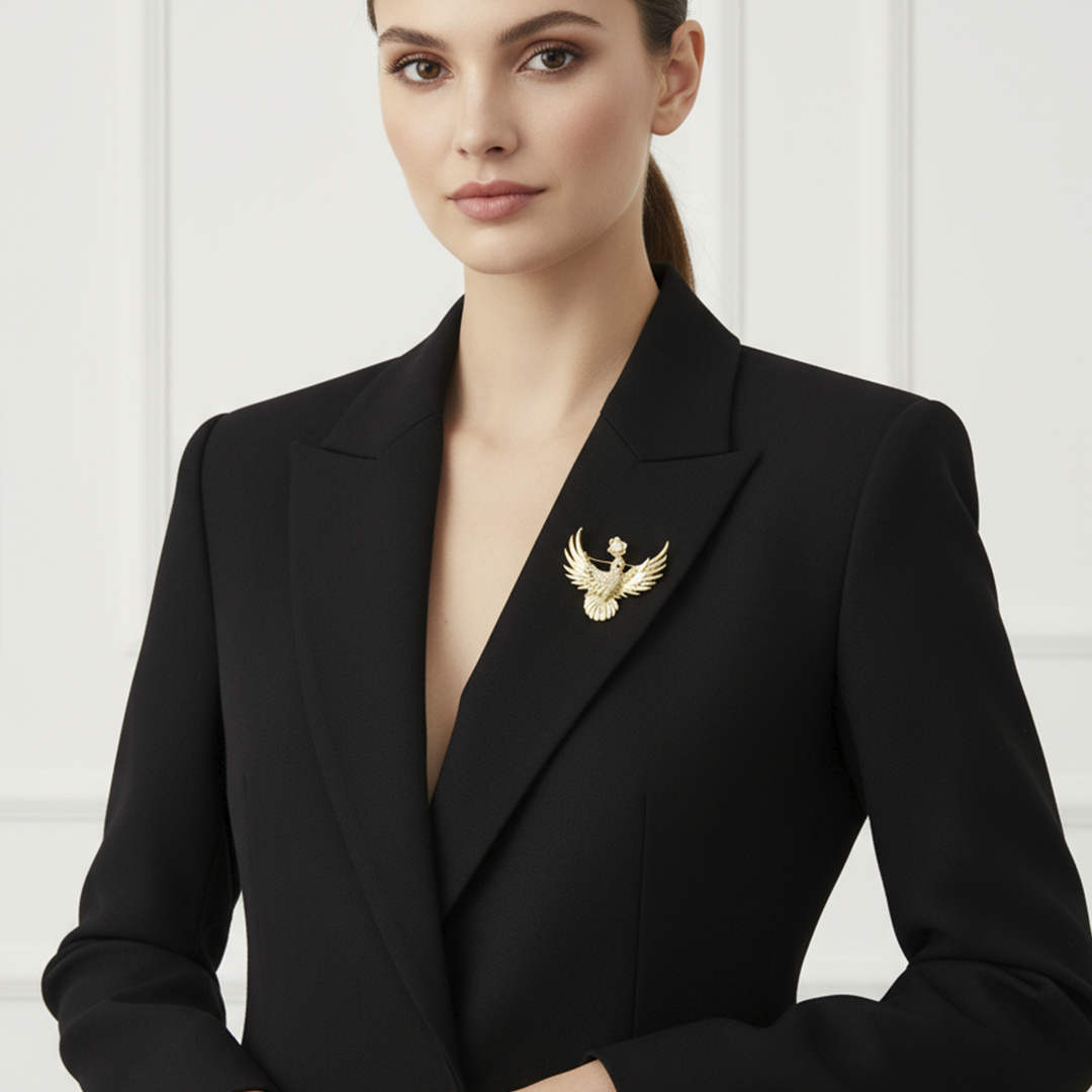 Unisex Phoenix Brooch in Gold