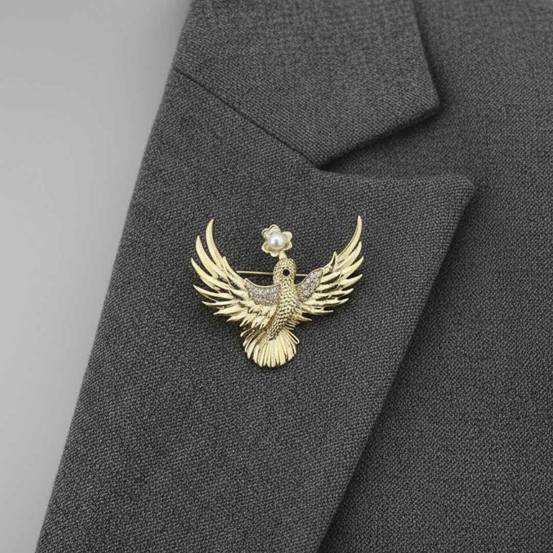 Unisex Phoenix Brooch in Gold