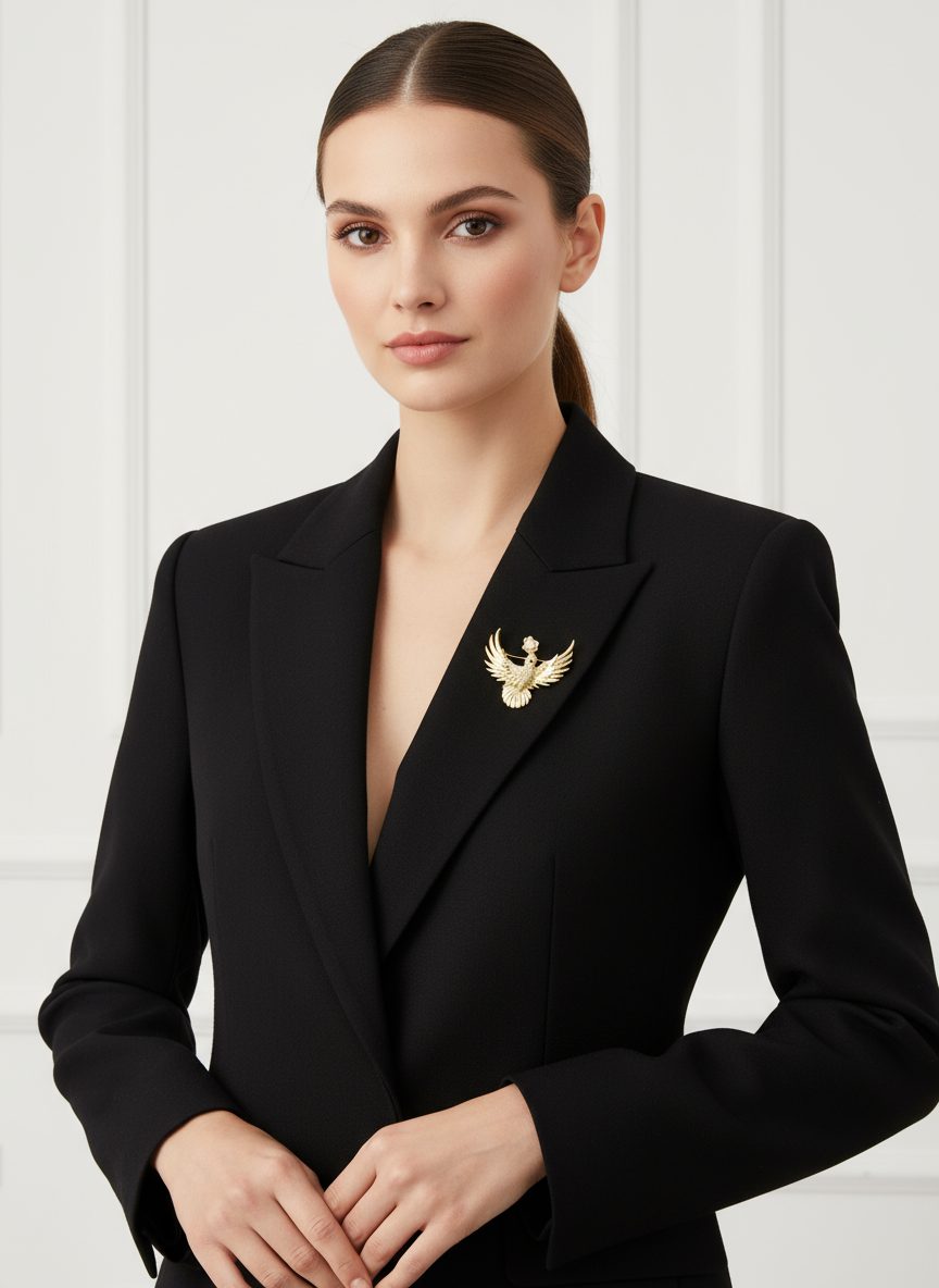 Unisex Phoenix Brooch in Gold