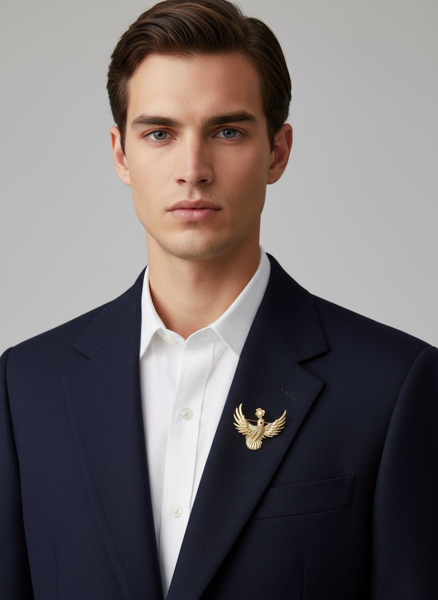 Unisex Phoenix Brooch in Gold