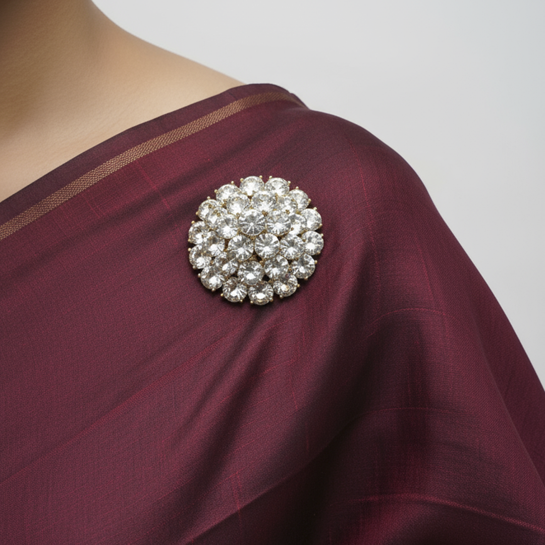 Women’s Crystal Floral Brooch in Silver