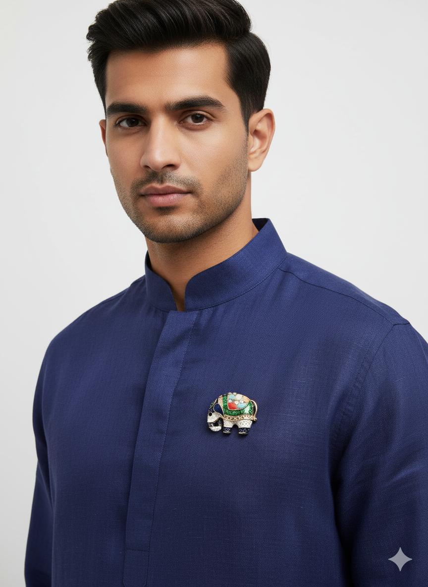 Unisex Elephant Brooch with Crystal & Enamel Detailing