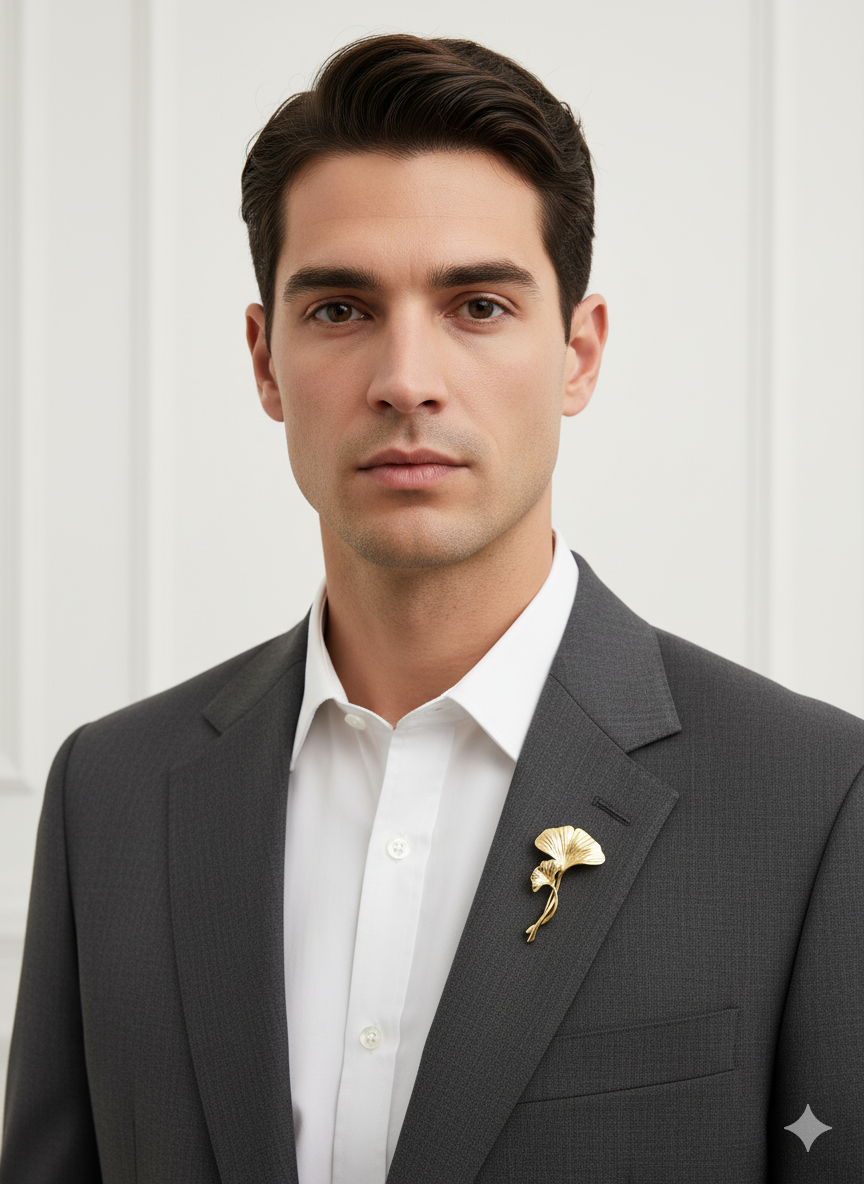 Unisex Golden Leaf Brooch – Nature-Inspired Design