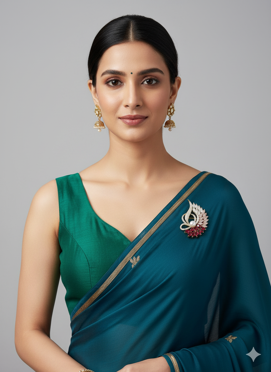 Crystal Bloom Pearl Brooch