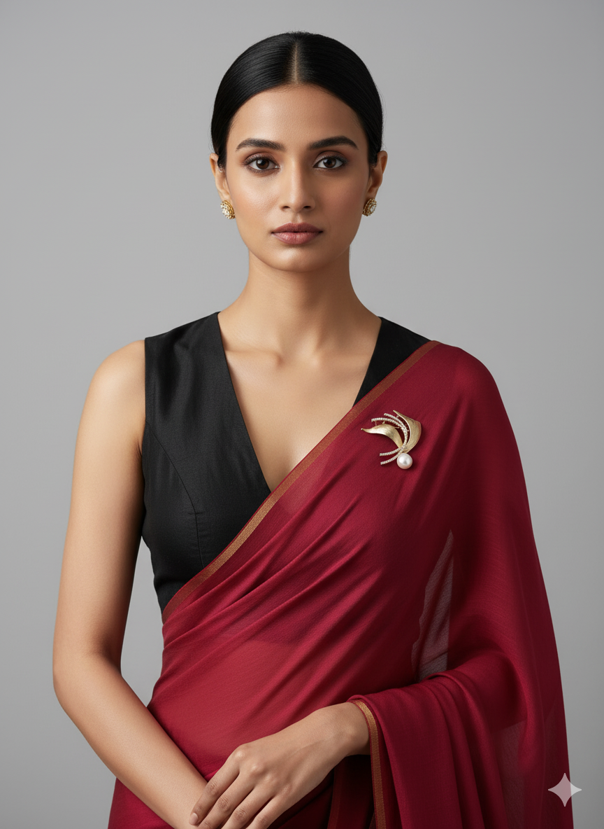 Crescent Moon Pearl Accent Unisex Brooch