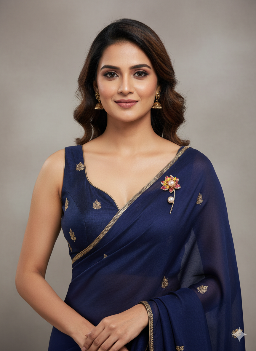 Women’s Lotus Pearl Brooch with Enamel Detailing