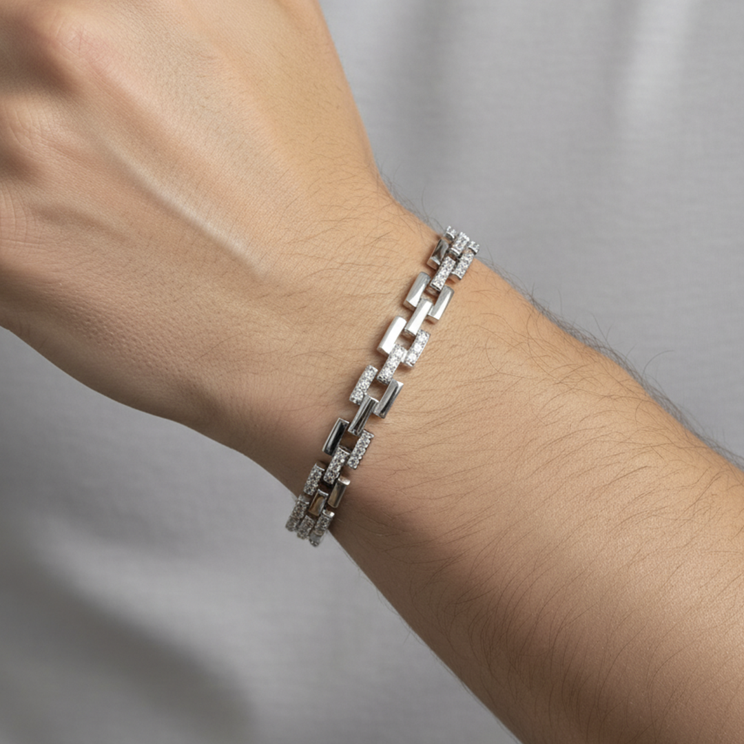 Men’s Silver-Tone Link Chain Bracelet